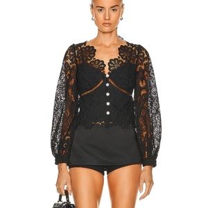 Self- Portrait lace-panel button-fastening top